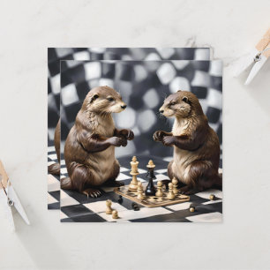 Invitación Dos Otras Jugando Ajedrez,