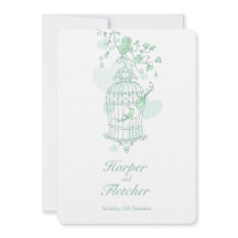 Dos pájaros amorosos abiertos boda de jaulas verde