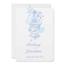 Dos pájaros azules boda de jaulas abiertas