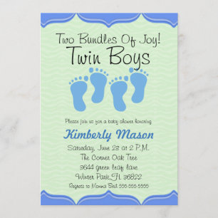 Invitación Dos paquetes de muchachos Baby Shower del gemelo