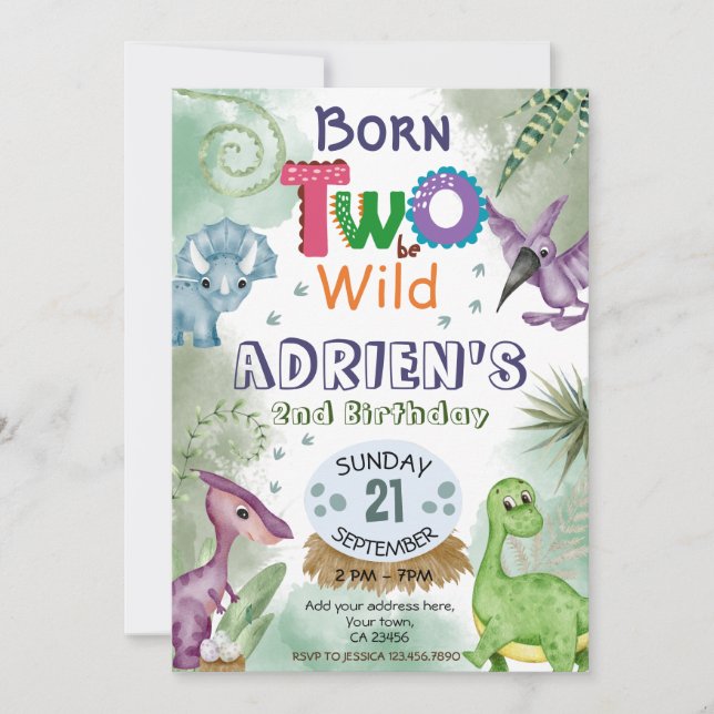 Invitación Dos para ser la fiesta de cumpleaños invi del tema (Anverso)