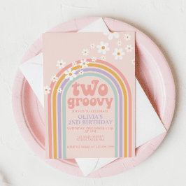 Invitación Dos pastel arcoíris divertidos cumpleaños 2
