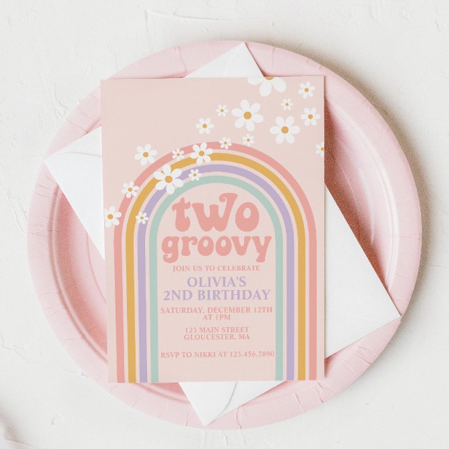 Invitación Dos pastel arcoíris divertidos cumpleaños 2 (Subido por el creador)