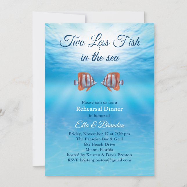 Invitación Dos peces menores en el mar ensayados (Anverso)