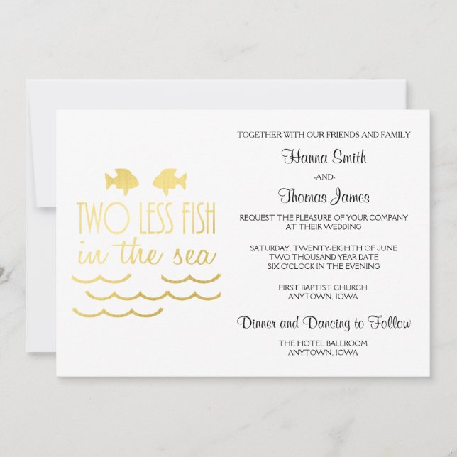 Invitación Dos peces menos en el Boda del mar (Anverso)
