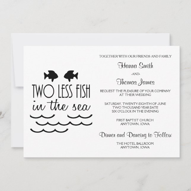 Invitación Dos peces menos en el Boda del mar (Anverso)