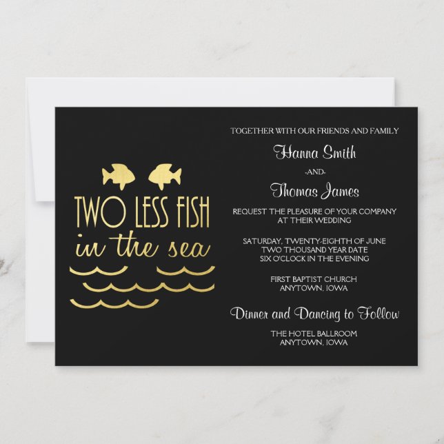 Invitación Dos peces menos en el Boda del mar (Anverso)