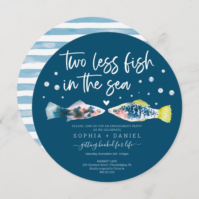 Invitación Dos Peces Menos En El Partido Del Compromiso Marít (Anverso / Reverso)