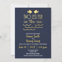Invitación Dos peces menos en la marina de mar Boda elegante
