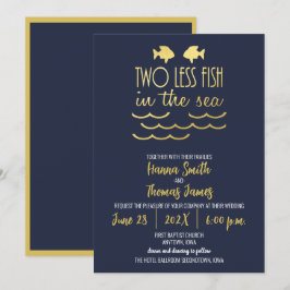 Invitación Dos peces menos en la marina de mar Boda elegante