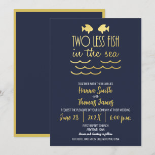 Invitación Dos peces menos en la marina de mar Boda elegante 