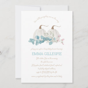 Invitación Dos pequeñas calabazas caen gemelos Baby Shower