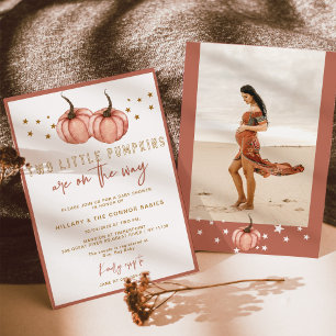 Invitación Dos pequeñas calabazas están en camino a TWIN Baby