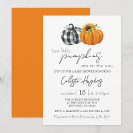 Invitación Dos Pequeñas Calabazas Gemelas de Girasol Fiesta d