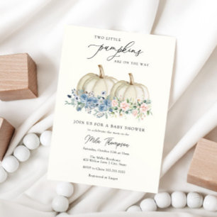Invitación Dos pequeñas calabazas invitan a Baby Shower