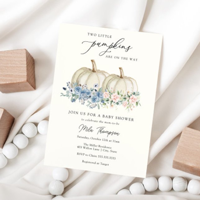 Invitación Dos pequeñas calabazas invitan a Baby Shower (Subido por el creador)