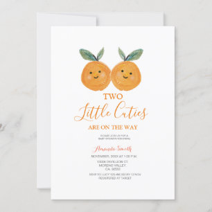 Invitación Dos pequeñas corbata están en camino Citrus Naranj