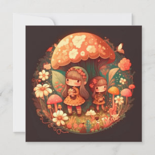 Invitación Dos pequeñas niñas elfas lindas