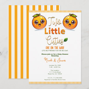 Invitación Dos pequeñas preciosidades gemelas naranjas Baby S