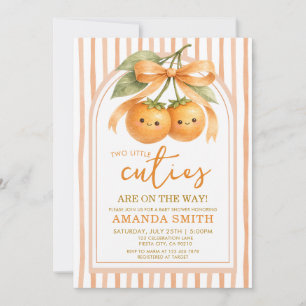 Invitación Dos pequeñas ternuras Twin Baby Shower naranja