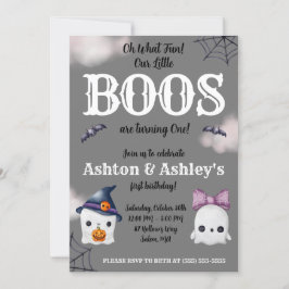 Invitación ¡Dos pequeños BOOS están llegando a la 1! Fantasma