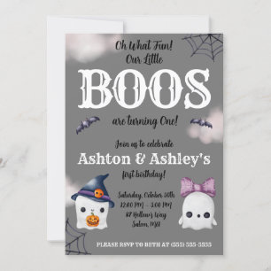 Invitación ¡Dos pequeños BOOS están llegando a la 1! Fantasma