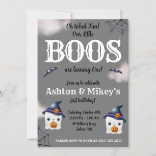 Invitación ¡Dos pequeños BOOS están llegando a la 1! Fantasma
