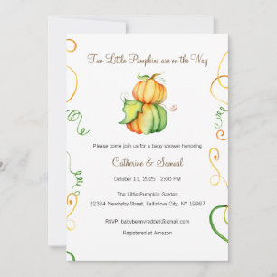 Invitación Dos Pequeños Calabacines Están en Camino, Bebé