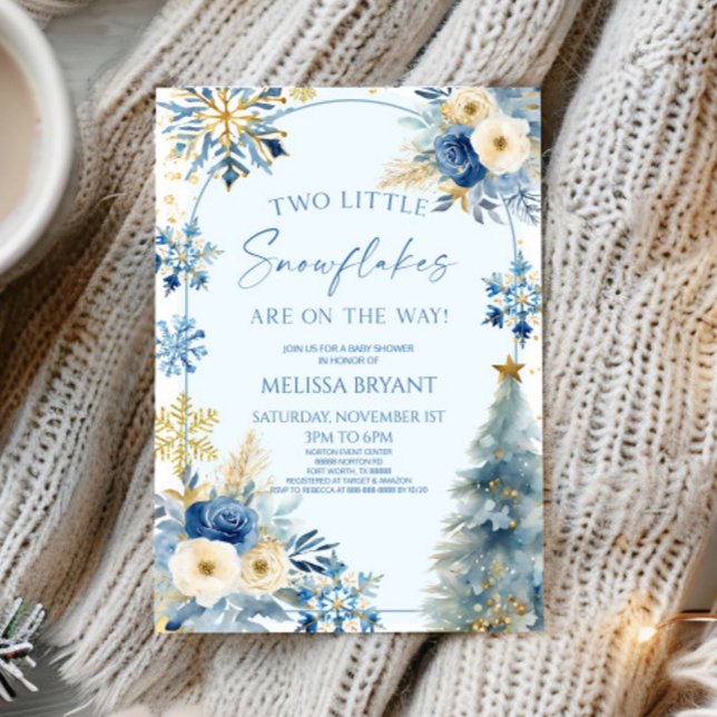 Invitación Dos pequeños copos de nieve en Baby Shower (Subido por el creador)