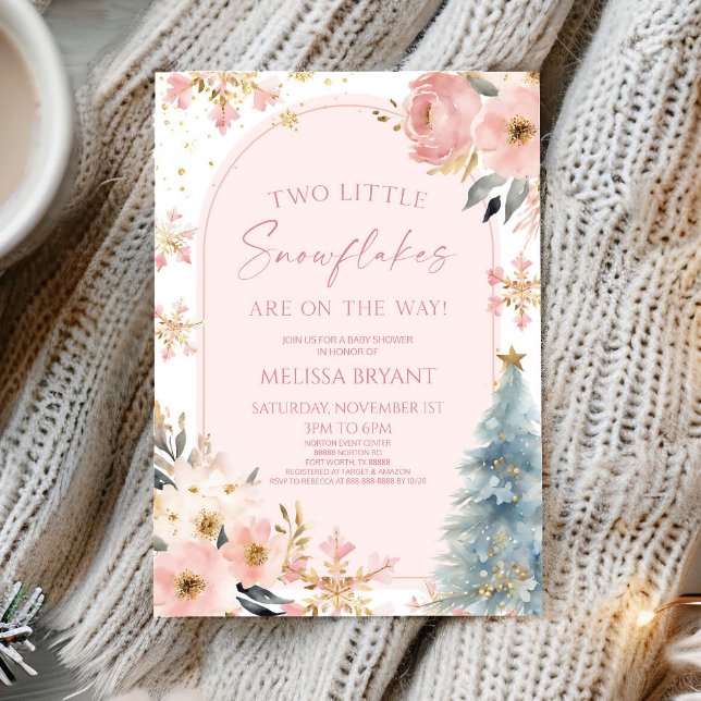 Invitación Dos pequeños copos de nieve en Baby Shower (Subido por el creador)