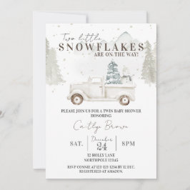 Invitación Dos pequeños copos de nieve en el camino a Baby Sh