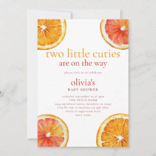 Invitación Dos pequeños cortos Naranjas cortan dos mellizos B