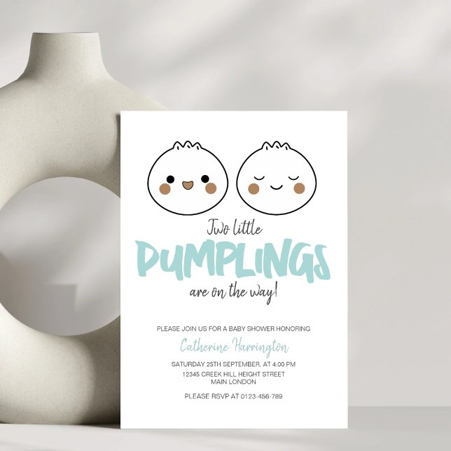 Invitación Dos pequeños Dumplings Cute Baby Shower gemelo (Subido por el creador)