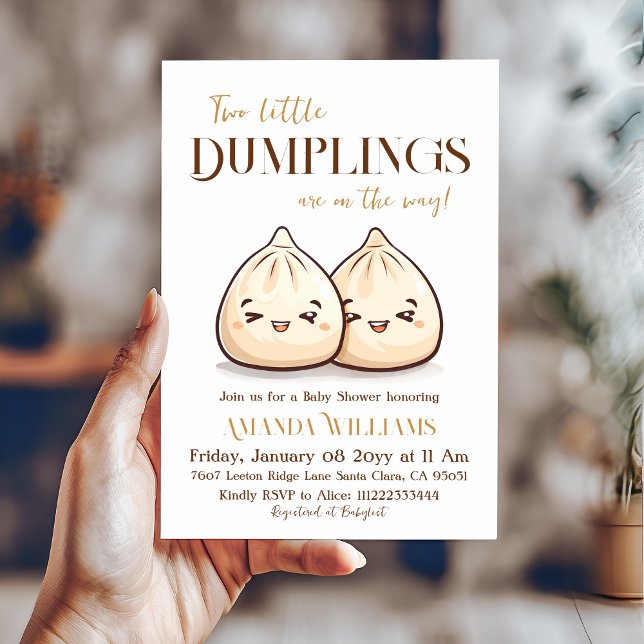 Invitación Dos pequeños Dumplings Kawaii Twins Baby Shower (Subido por el creador)