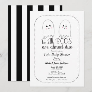 Invitación Dos pequeños fantasmas gemelos BOOS Fiesta de Bebé