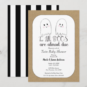 Invitación Dos pequeños fantasmas gemelos BOOS Halloween Baby