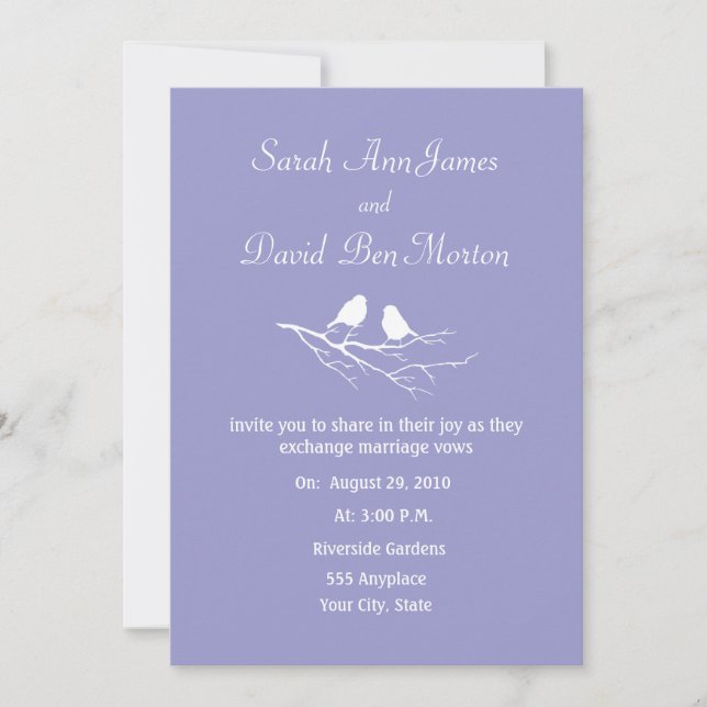 Invitación Dos pequeños flancos de pájaro Personalizado Boda  (Anverso)