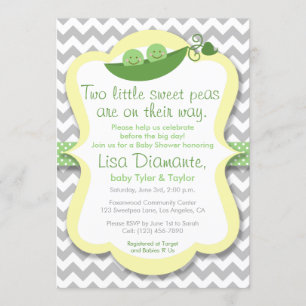 Invitación Dos pequeños gemelos de guisantes dulces invitan a