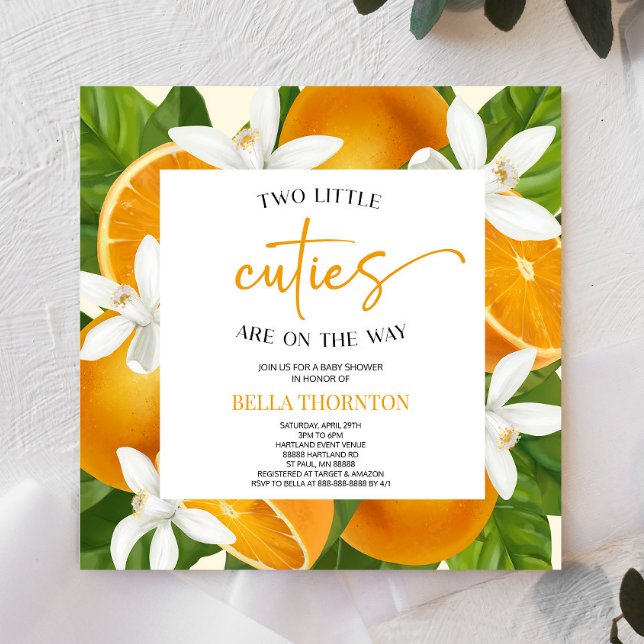 Invitación Dos pequeños gemelos Naranja Baby Shower (Subido por el creador)