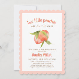 Invitación Dos pequeños melocotones gemelos Baby Shower