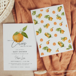 Invitación Dos pequeños Naranjas de Baby Shower con dos gemel