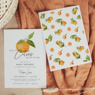 Invitación Dos pequeños Naranjas de Baby Shower con dos gemel