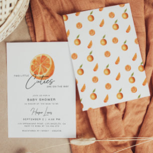 Invitación Dos pequeños Naranjas de Baby Shower gemelos