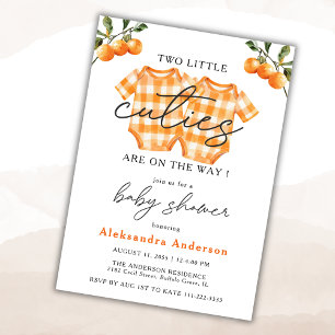 Invitación Dos pequeños Naranjas gemelos Bodysuit Baby Shower