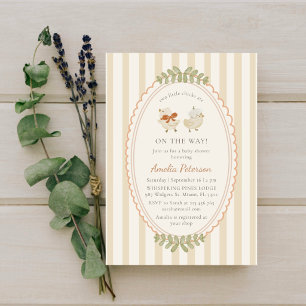 Invitación Dos Pequeños Pollitos Gemelos Shower de Bebé Acuar