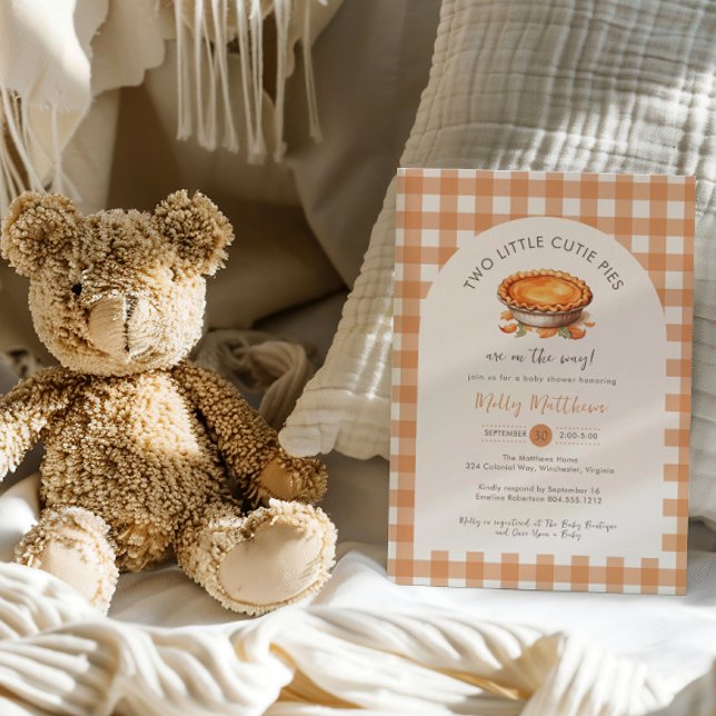 Invitación Dos pequeños polos cortos caen en Baby Shower de c (Two Cutie Pies are on their way Fall Baby Shower Invitation)