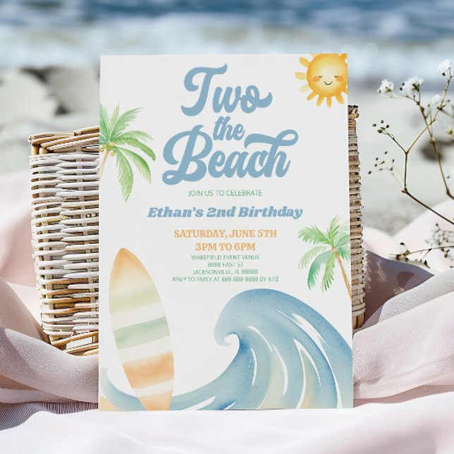 Invitación Dos Playa Surf Azul Fiesta de Cumpleaños 2 (Subido por el creador)