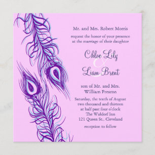 Invitación Dos plumas de pavo real