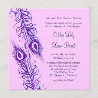 Invitación Dos plumas de pavo real