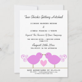 Invitación Dos polluelos que consiguen la boda lesbiana
